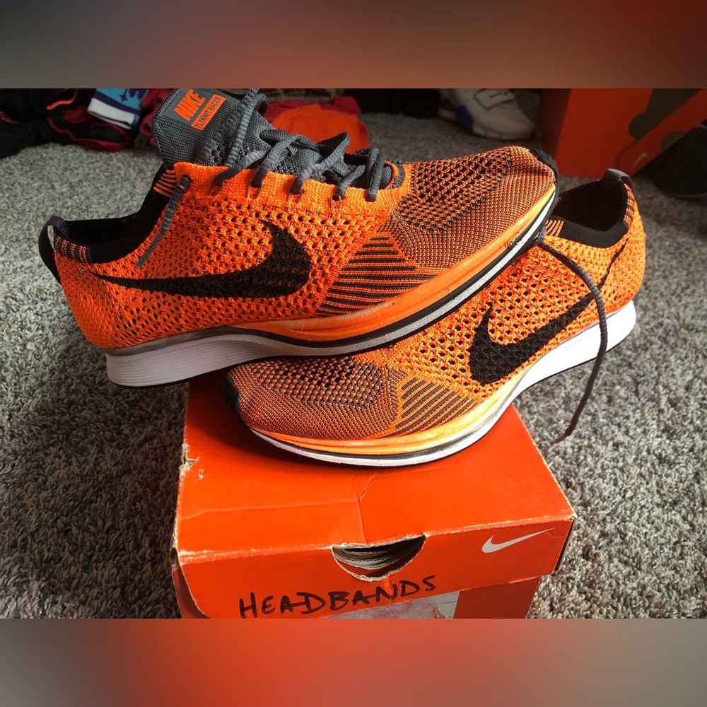 Nike flyknit racer total orange 2012 Olympics sample rare sz 8m 9.5w